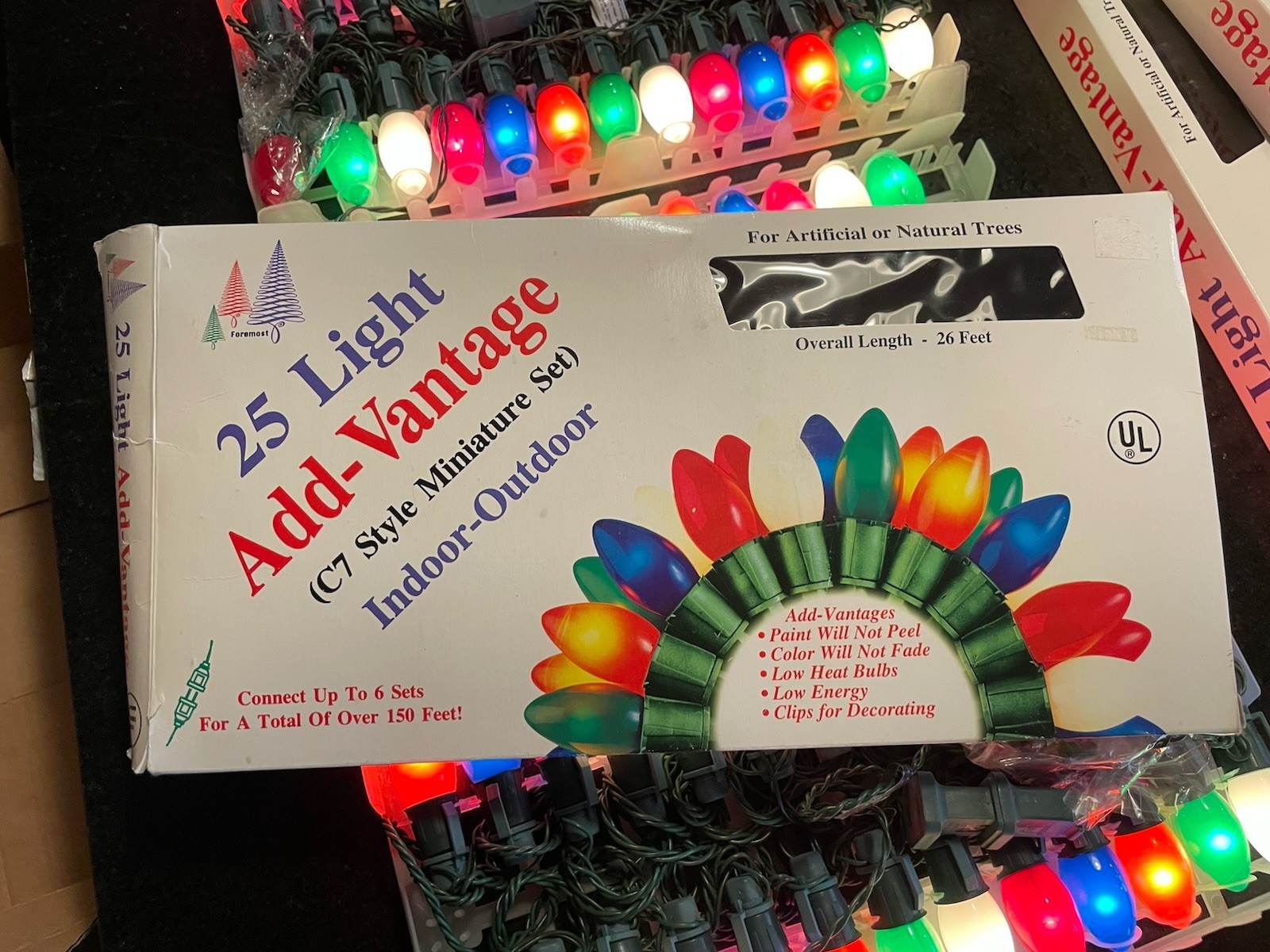 75 Total Vintage Add-Vantage Christmas Lights 25 Light C7 Style Tested Lot Of 3 gallery