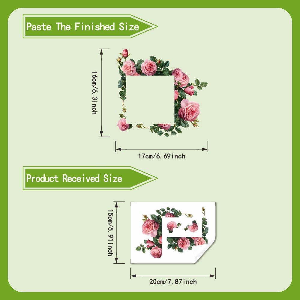 Pink Rose PVC Sticker for Wall Light Switch Cover 20cm x 15cm Waterproof gallery