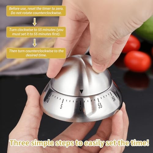 Mechanical Kitchen Timer, Wind Up 60 Minutes Manual Countdown for Silver Cone gallery