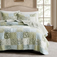 100% Cotton Reversible Patchwork Quilt California Cal King Size, Oversized Farmh