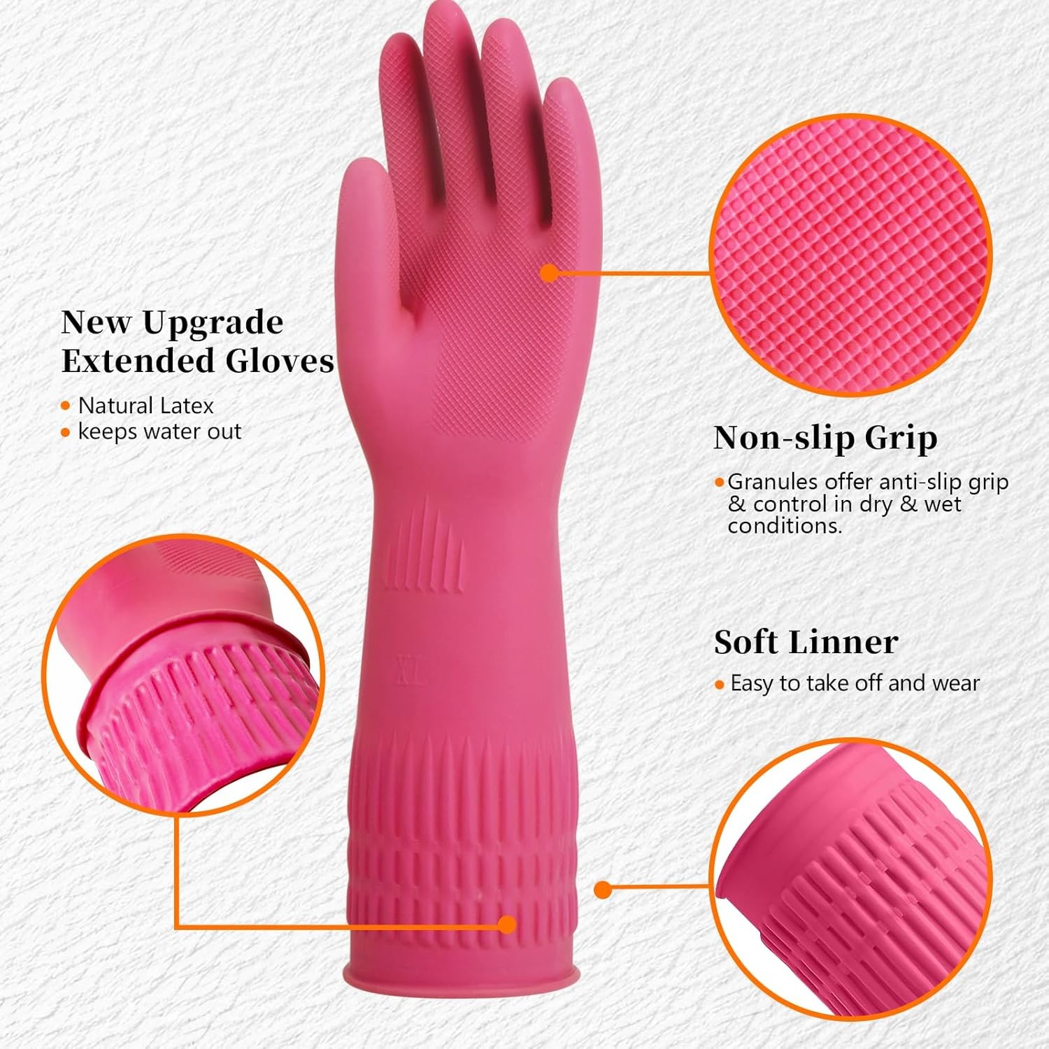 3x Reusable Rubber Gloves for Cleaning Dishwashing Size Medium Green Red Yellow gallery