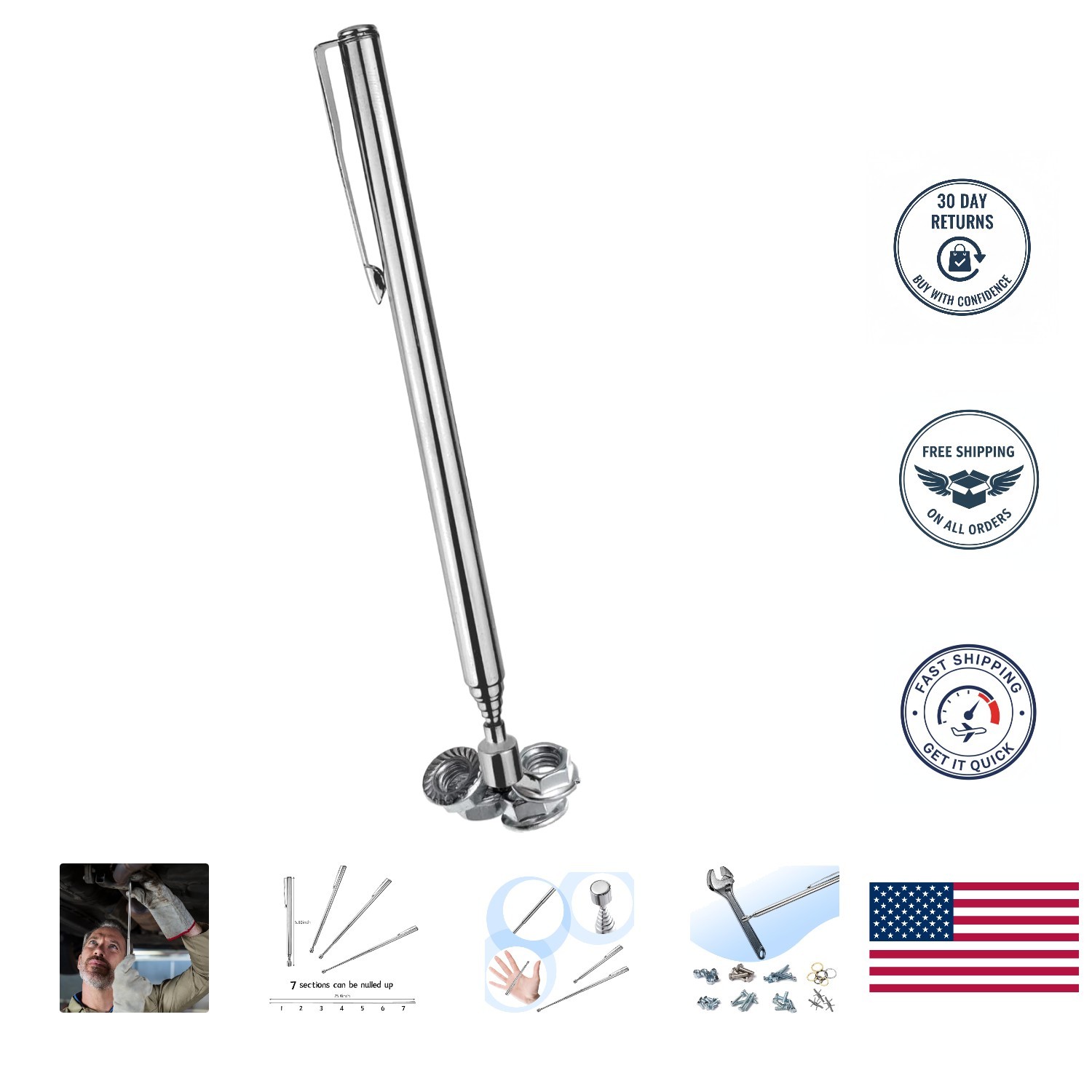 Compact Telescoping Magnetic Tool for Easy Retrieval - 4.92 to 25 Inches, 1 Tool gallery