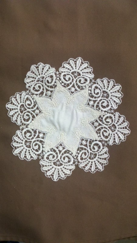 Doily Boutique Table Runner or Doily with Bleached White or Ivory Fancy Lace gallery