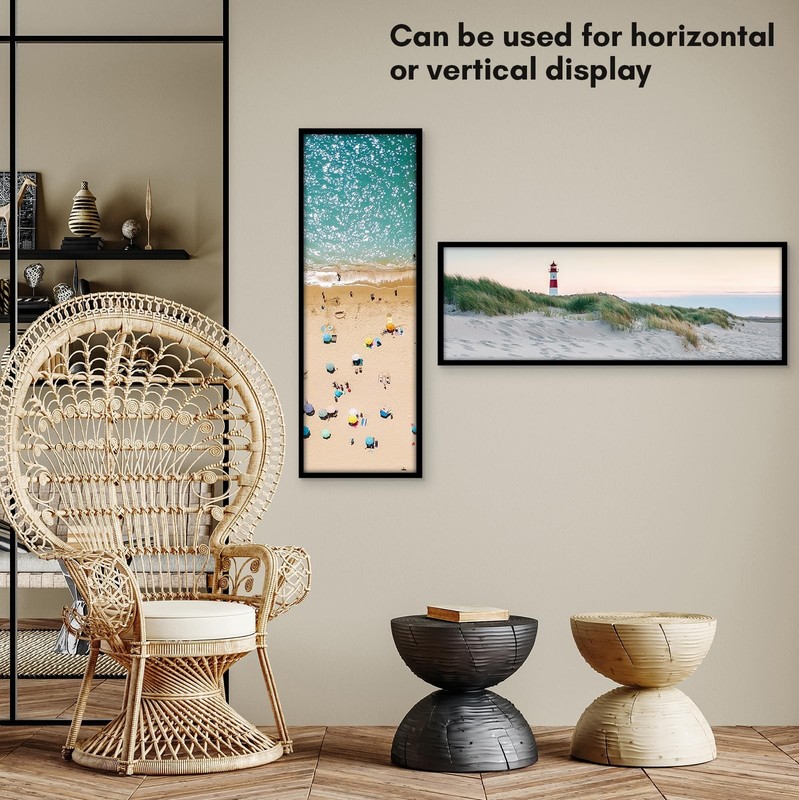 Panoramic Picture Frame 8x24, Thin Border, Wall Mounted, Black gallery