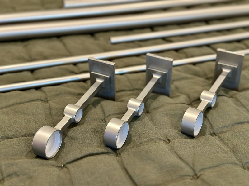 West Elm Brushed Nickle Adjustable Double Curtain Rod Set w/Brackets & Finials gallery