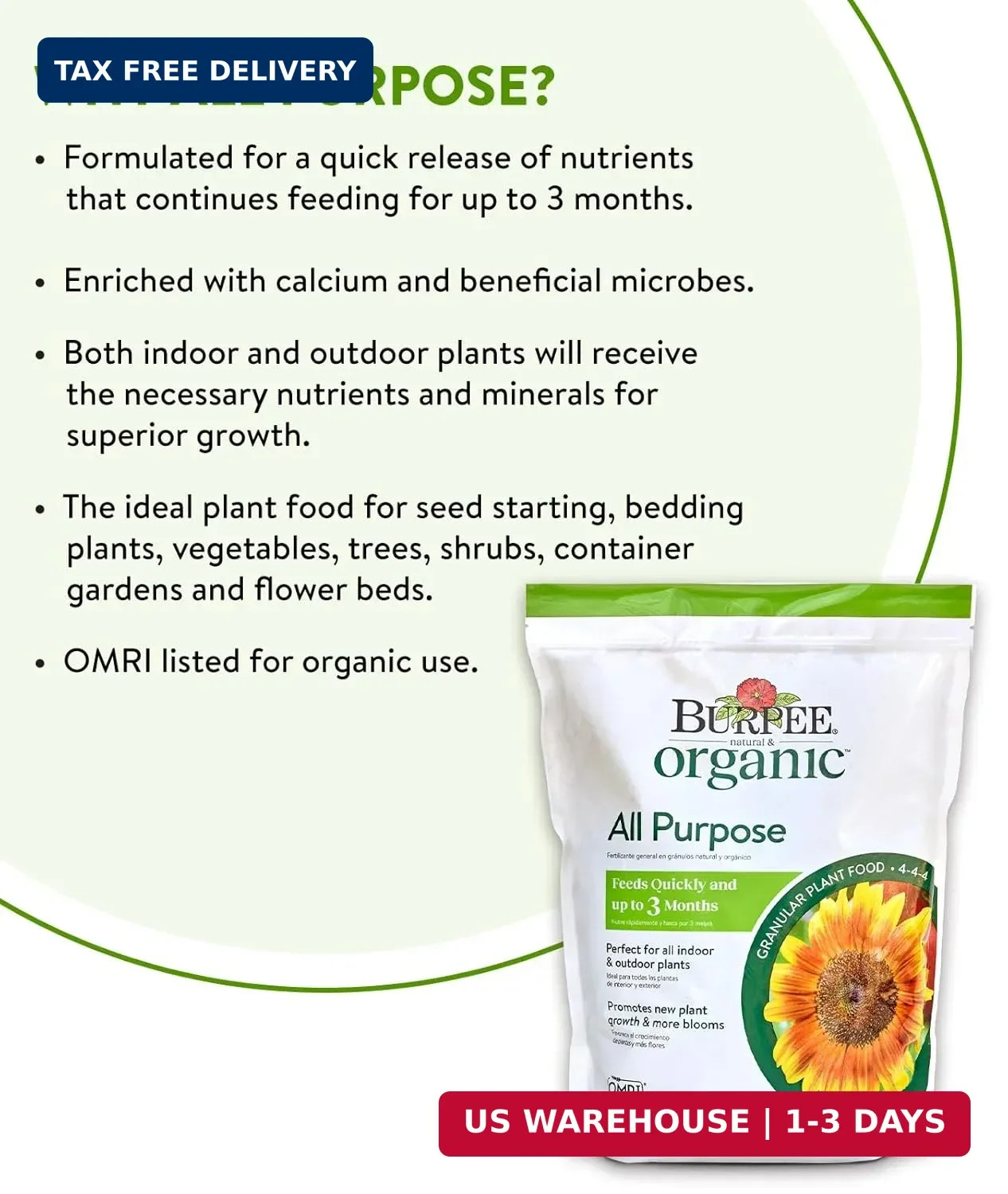 Burpee Natural Purpose Granular 4-Lb Organic Food for Growing Strong Plants | Go gallery