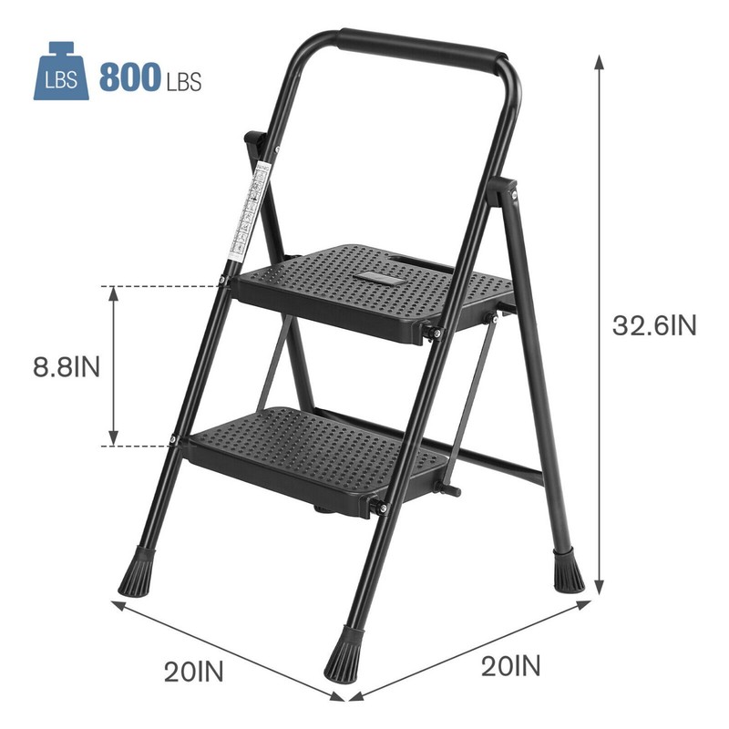 2/3 Step Ladder, Portable Foldable Step Stool with Wide Anti-Slip Pedal, 800lbs gallery