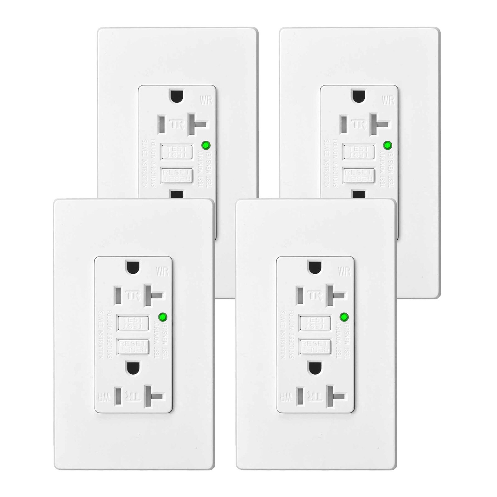 20A Self-Test GFCI Outlet Kitchen Bathroom Use WR TR LED Indicator ETL FCC 4PK gallery