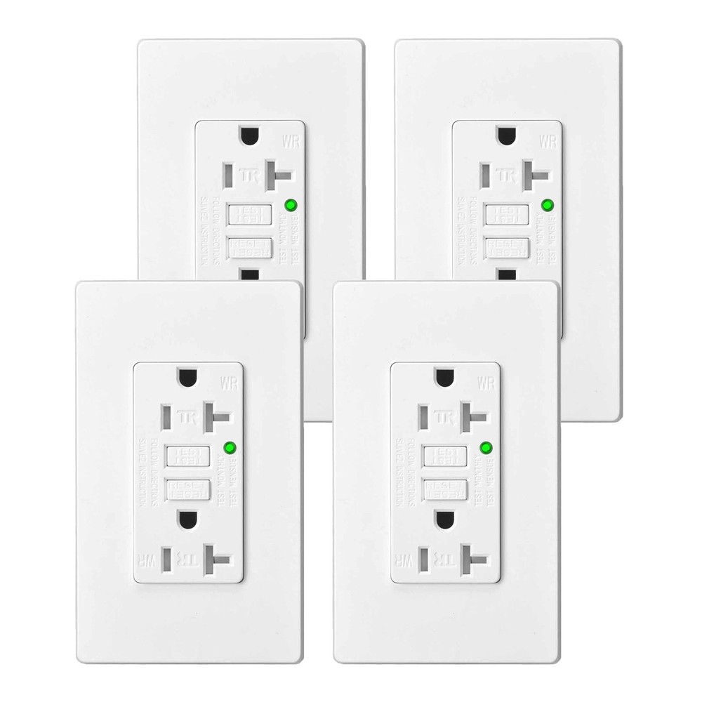20A Self-Test GFCI Outlet Kitchen Bathroom Use WR TR LED Indicator ETL FCC 4PK
