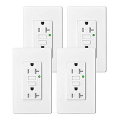 20A Self-Test GFCI Outlet Kitchen Bathroom Use WR TR LED Indicator ETL FCC 4PK