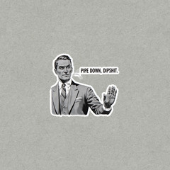 Pipe Down Dipshit Funny Retro Meme Sticker – Sassy Vintage Humor for Laptops #40
