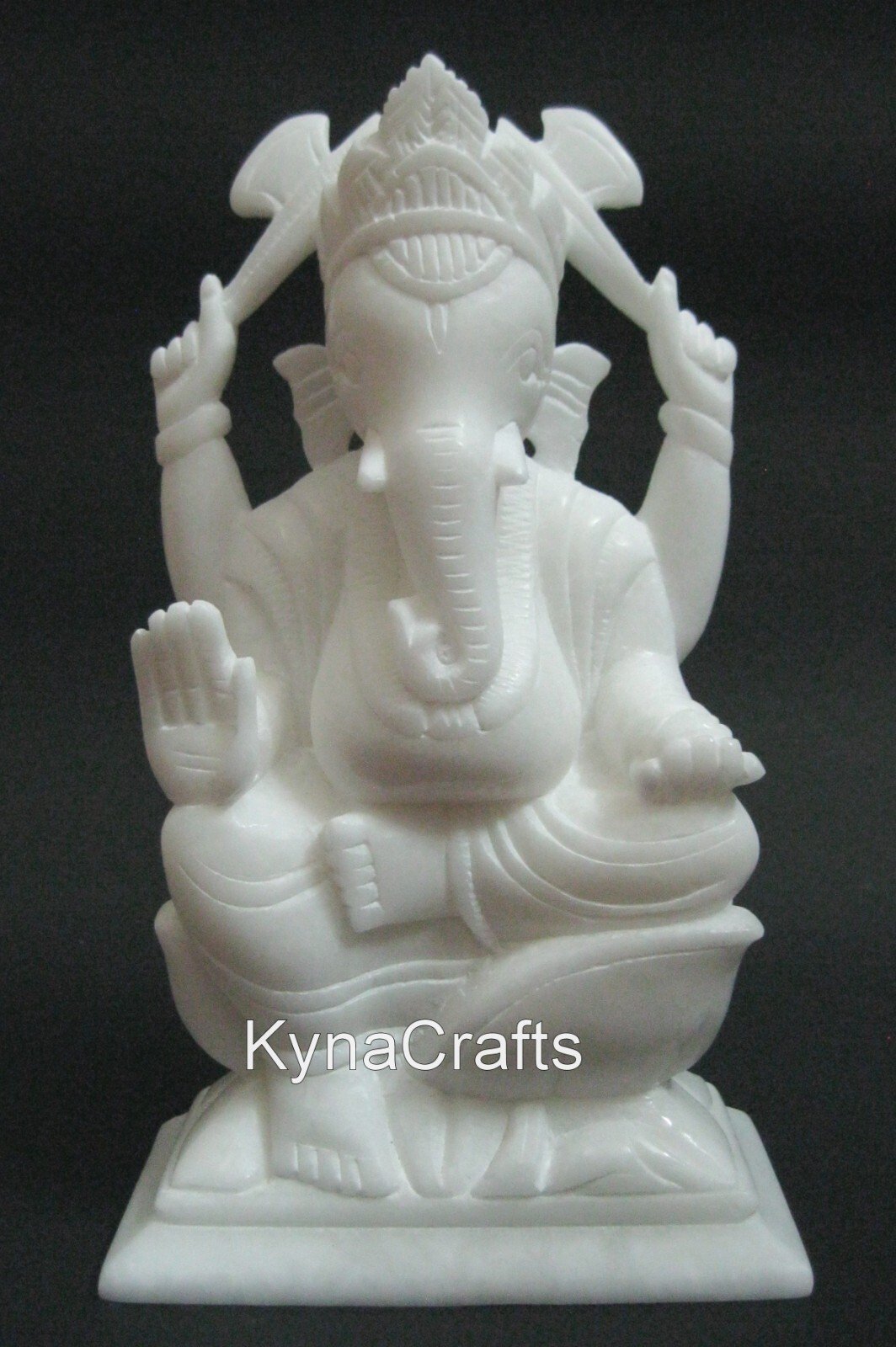 9 Inches White Marble Gajanan Sculpture Handmade Good Luck Gift for All Occasion gallery