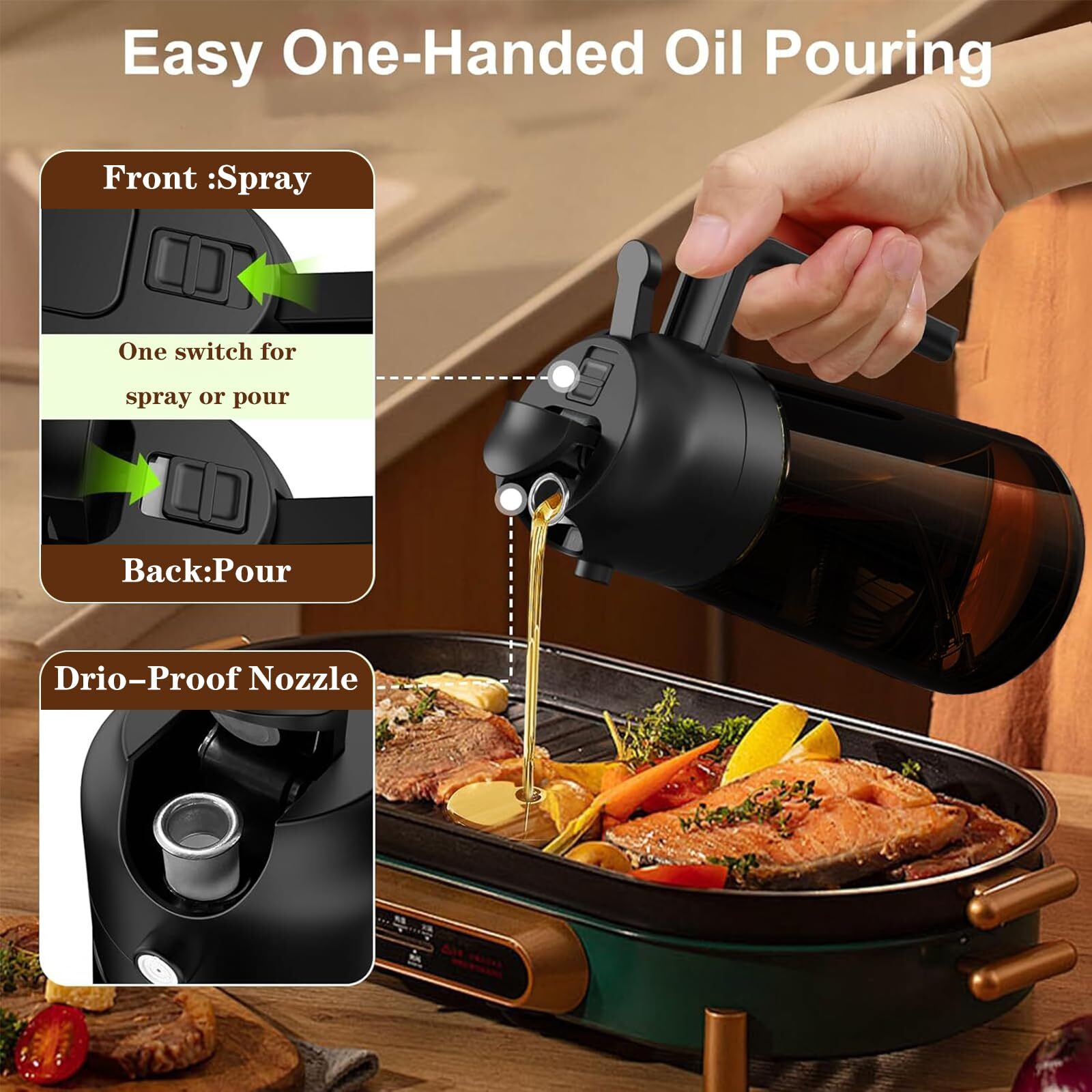 Oil Sprayer for Cooking, Kitchen Maiden 2 in 1 Spray and Pour Olive Oil Dispense gallery