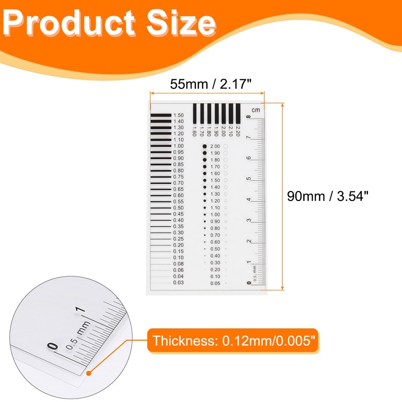 3pcs High Precision SEC Size Estimation Chart 90x55mm 0.12mm Diameter Line gallery