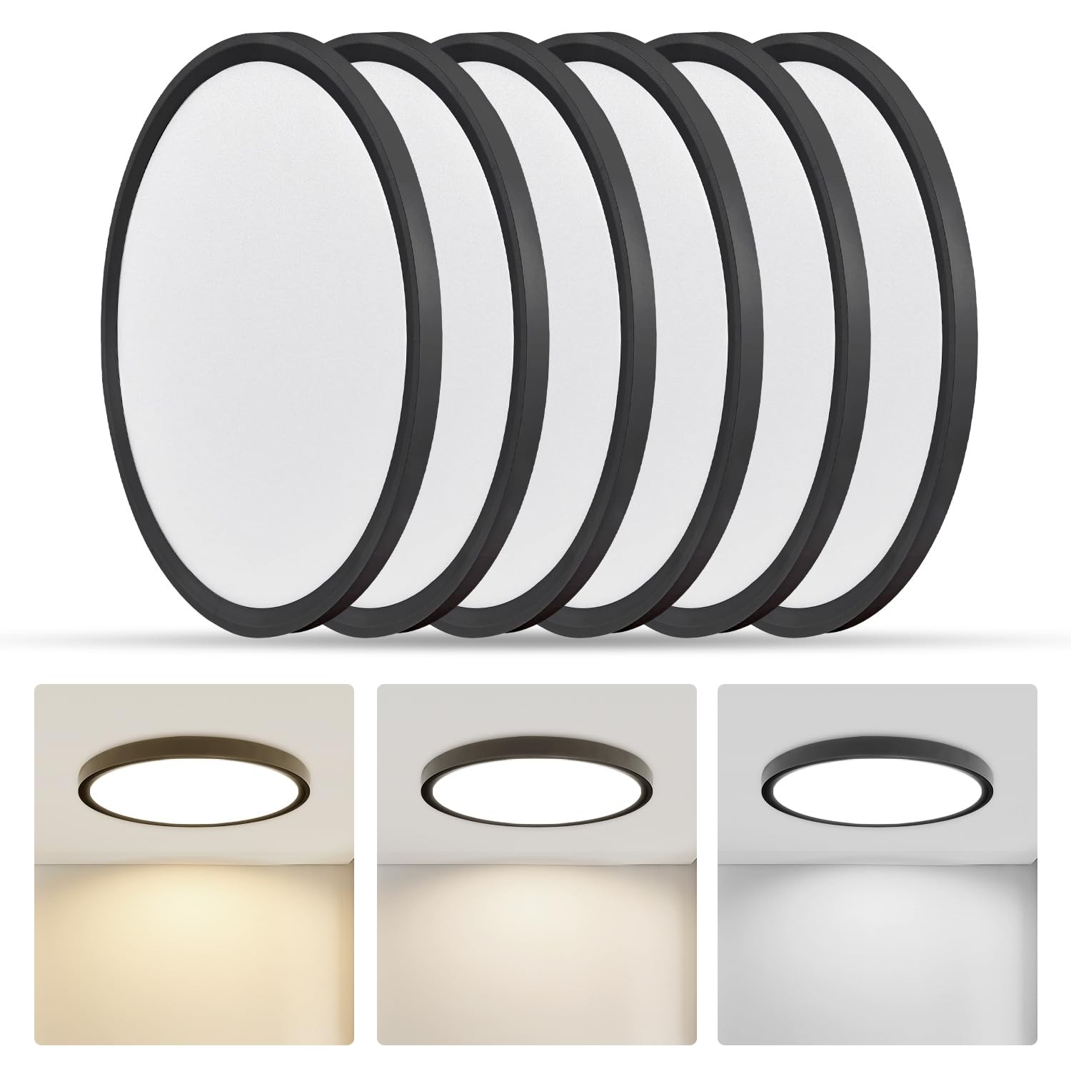 6 Pack 9" LED Flush Mount Ceiling Light - 3 Color Options, Ultra-Slim Design gallery