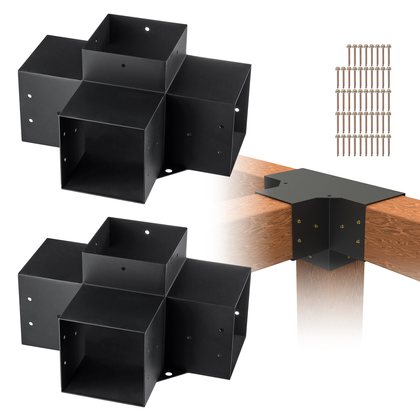 VEVOR 6''x6'' Pergola Bracket Kit inner 5.6x5.6 4-Way Woodworks DIY Post 2 pcs gallery