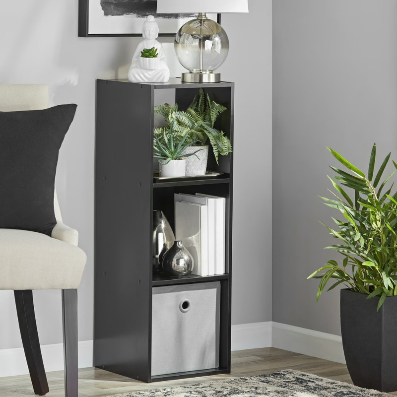 Mainstays 3Cube Storage Organizer Black, Bookshelf Display Shelf, Home Furniture gallery