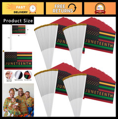 100 Pack Mini Juneteenth Handheld Flags – Celebrate Freedom, Party Decorations,