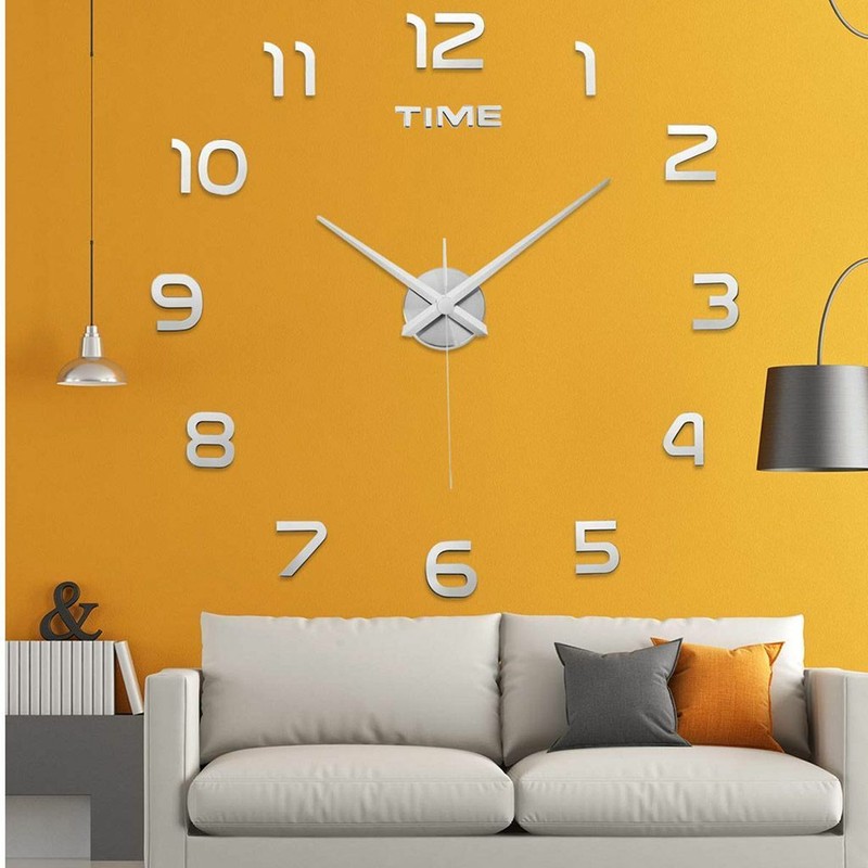 Modern DIY Large Wall Clock 3D Mirror Surface Sticker Home Decor Art Design Kit gallery