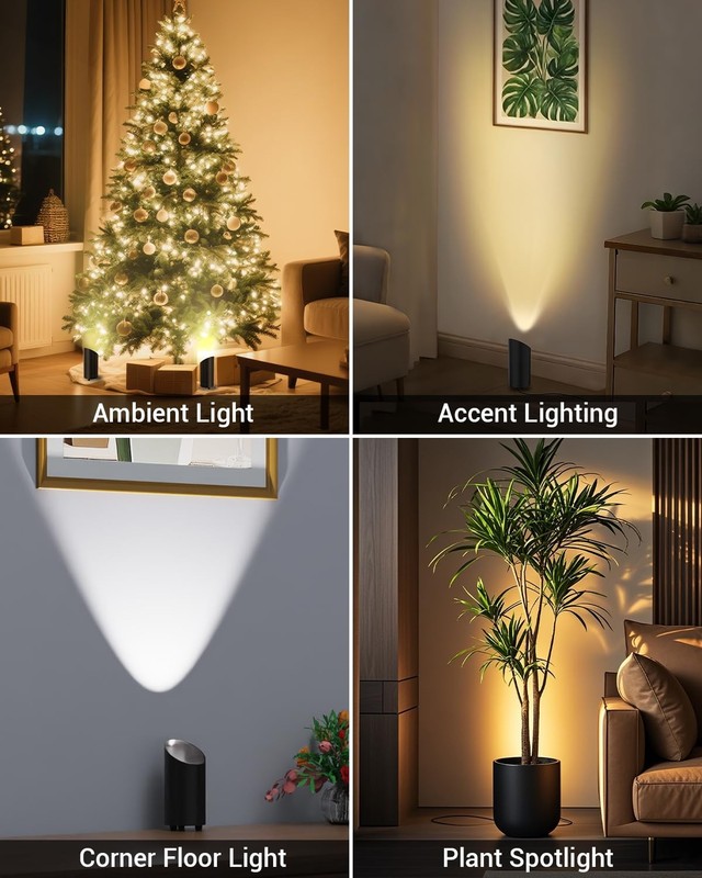 2 Pack Uplighting Indoor, LED Floor Can Lights with Remote and Timer, 3 Color... gallery