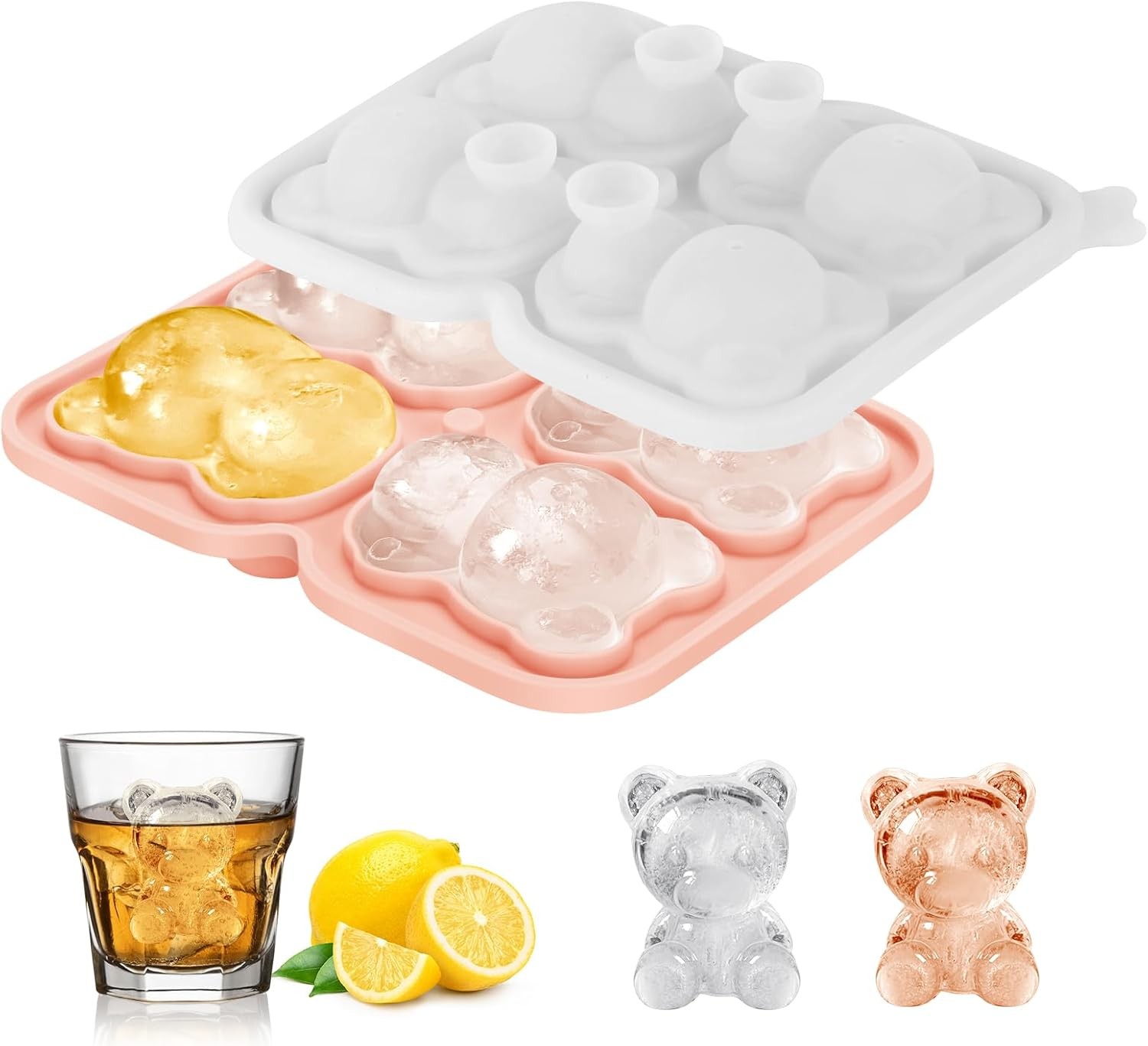 Silicone Ice Cube Tray,Bear 3D Large Ice Cube Molds for gallery