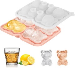 Silicone Ice Cube Tray,Bear 3D Large Ice Cube Molds for