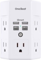 Surge Protector, 5 Outlets Extender 4 USB Ports(USB C), 3-Side 1680J Power Strip