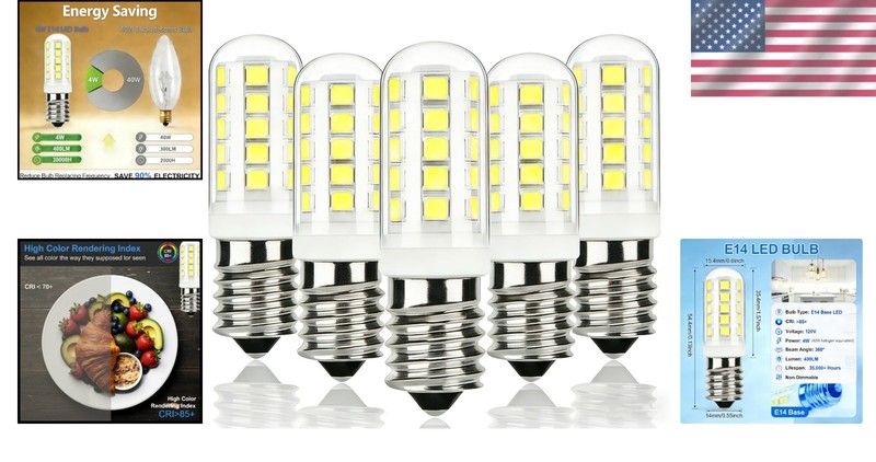 Versatile 5-Pack E14 LED 4W Daylight White Bulbs - Ideal for Multiple Fixtures gallery