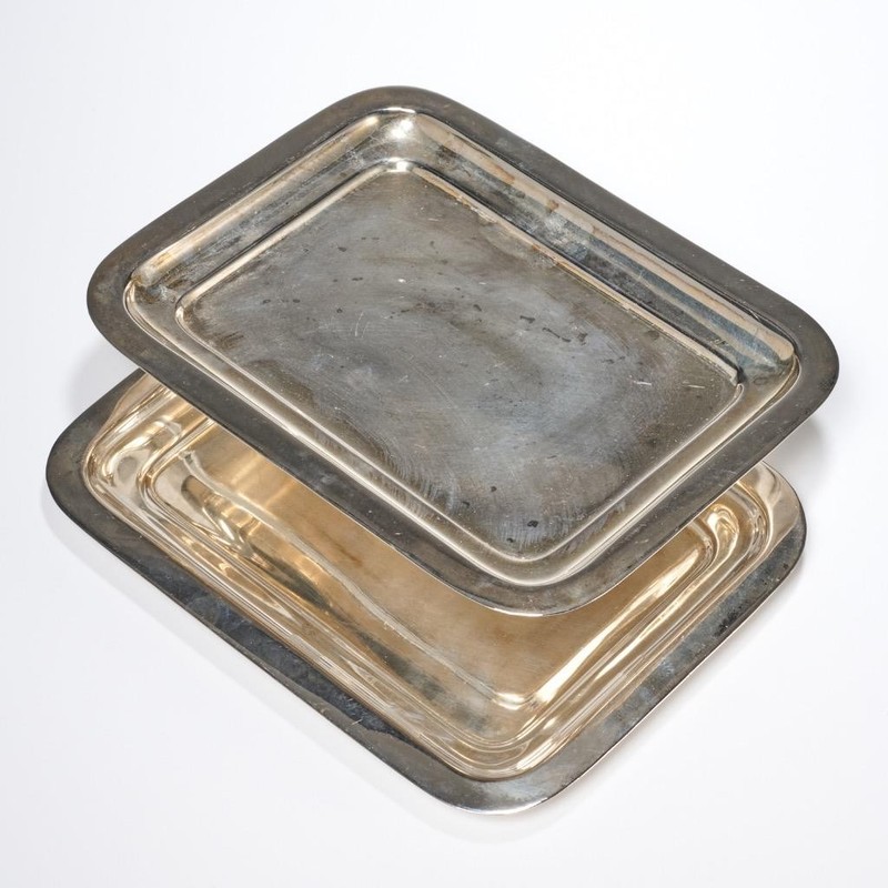 Silver Tone Plated Round Rectangular Serving Tray 8pc Mixed Lot gallery