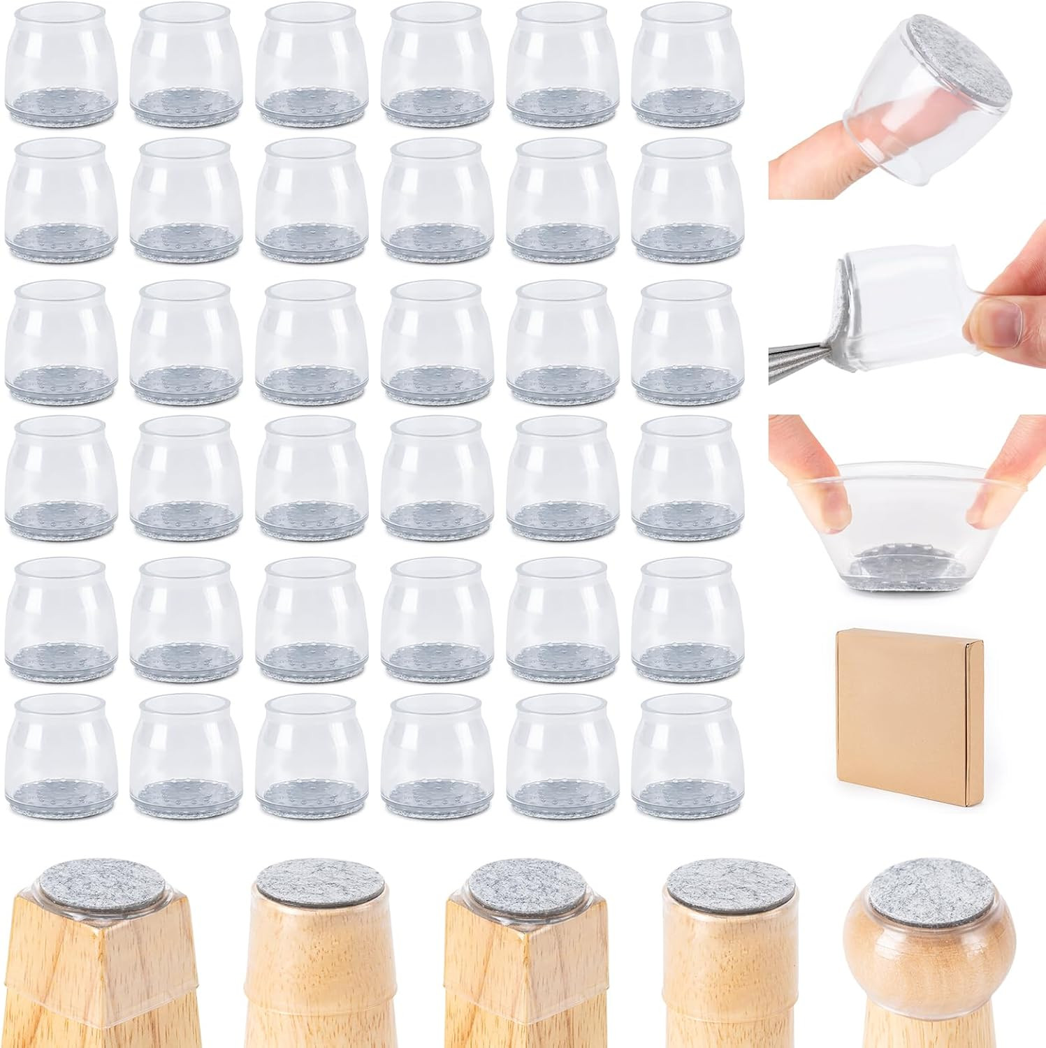 36 Pack Upgraded Ruby Slider Chair Leg Protector Hardwood Floors Fits All Shape gallery