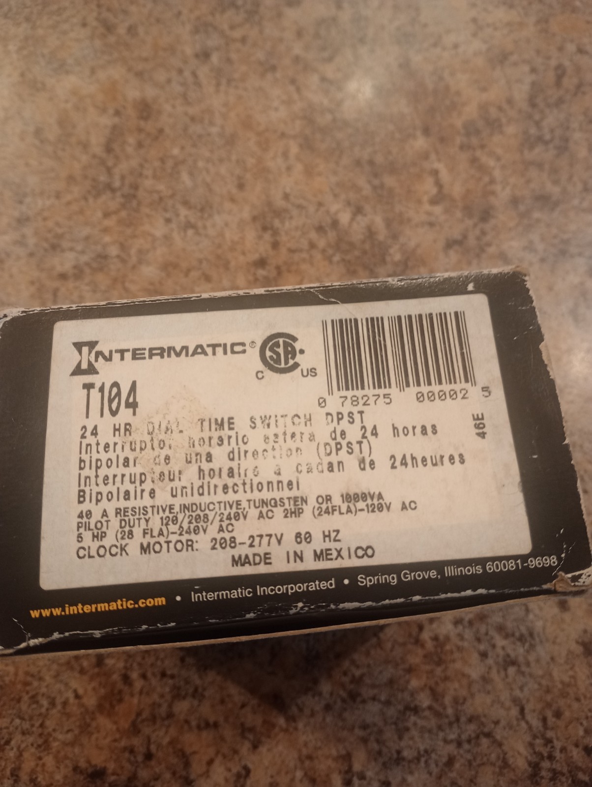 Intermatic T104R 24 Hour Mechanical Timer Switch - 208–277 VAC, DPST, Type 3R gallery