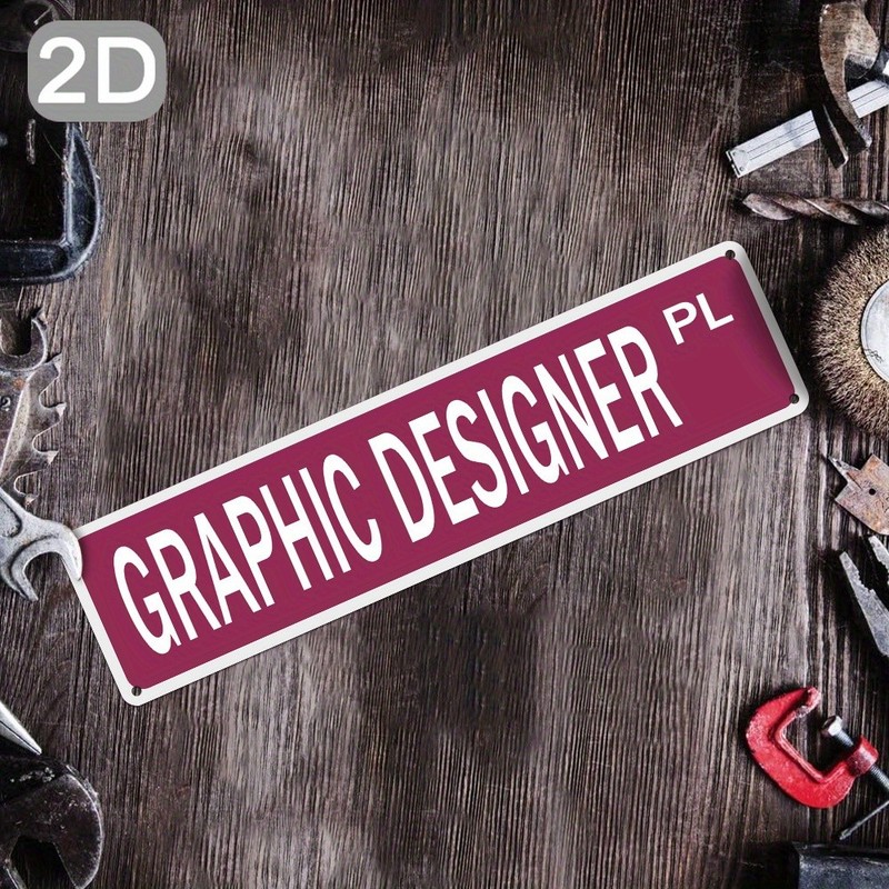 Rustic "GRAPHIC DESIGNER PL" Sign Burgundy Vintage Style Wall Art for Home gallery