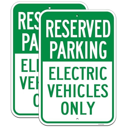 2 Pack Reserved Parking Electric Vehicles Only Signs - 18"x12" Electric gallery