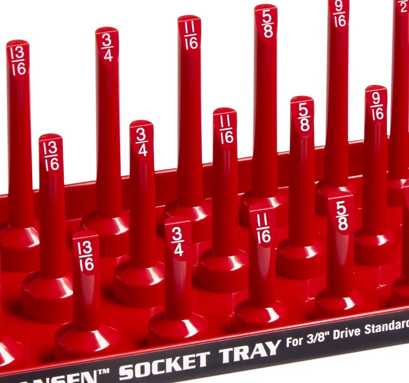 Hansen 3/8" Socket Tray Organizer Holder Set 3 Row Metric SAE Shallow, Deep USA gallery