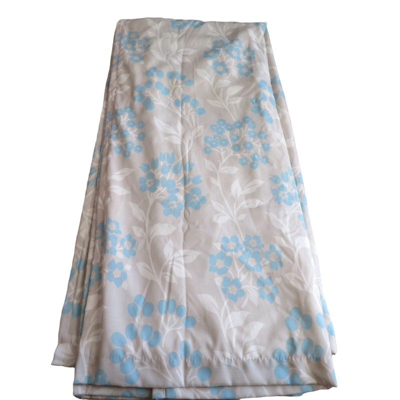 Laura Ashley Lined Drape Curtain Panels 2 Blue Beige Floral 35"W x 83"L Vintage gallery
