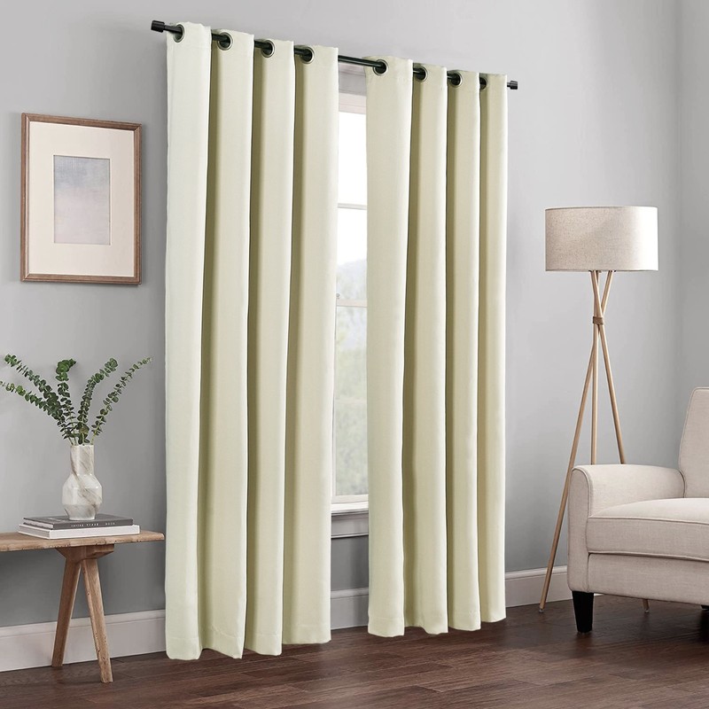 Heavy Thick Solid Grommet Panel Window Curtain Drapes Blackout 2 PC & 2 Tiebacks gallery