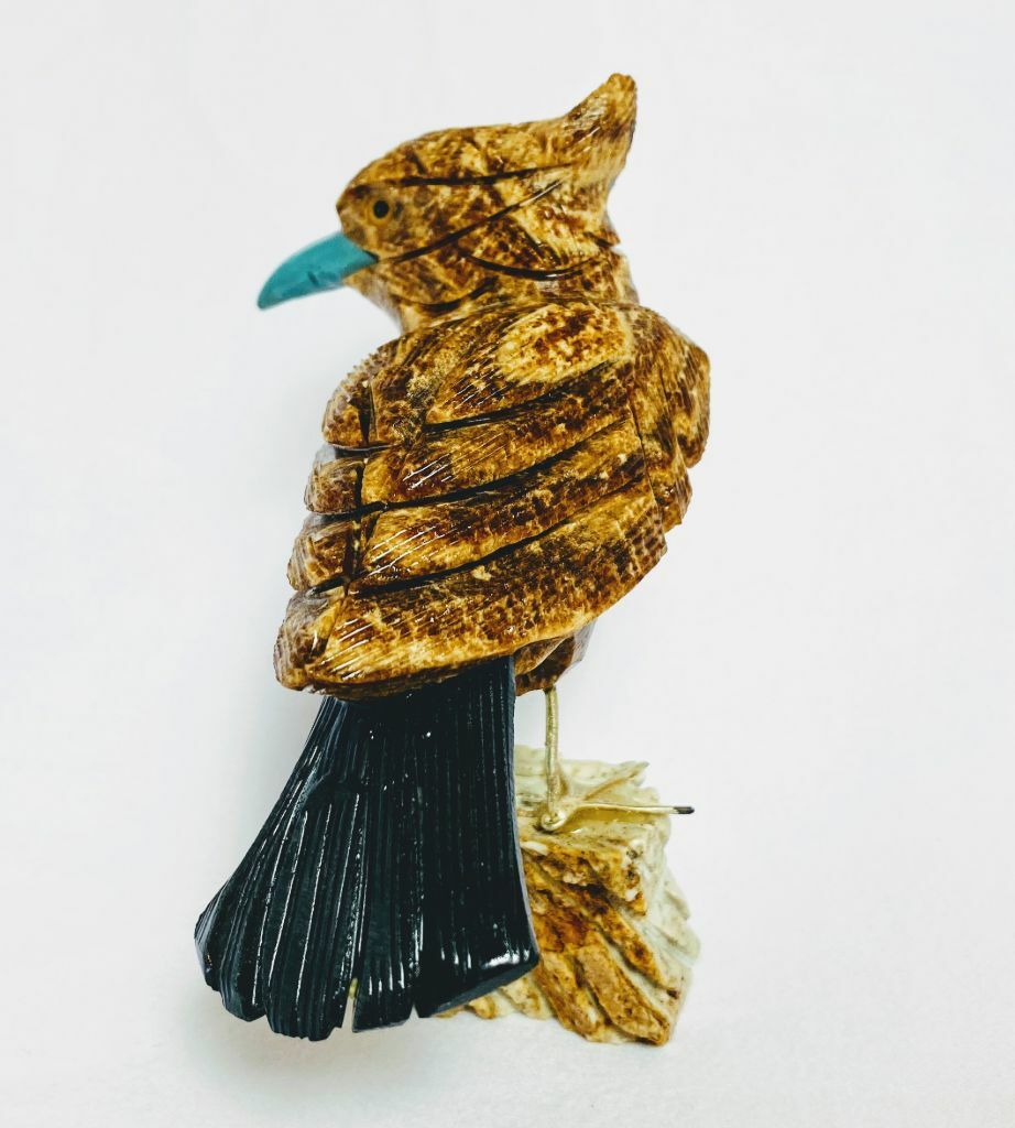 Decorative Andean Sparrow Hand Carved w/ Mixture of Semi-Precious Stones NEW gallery