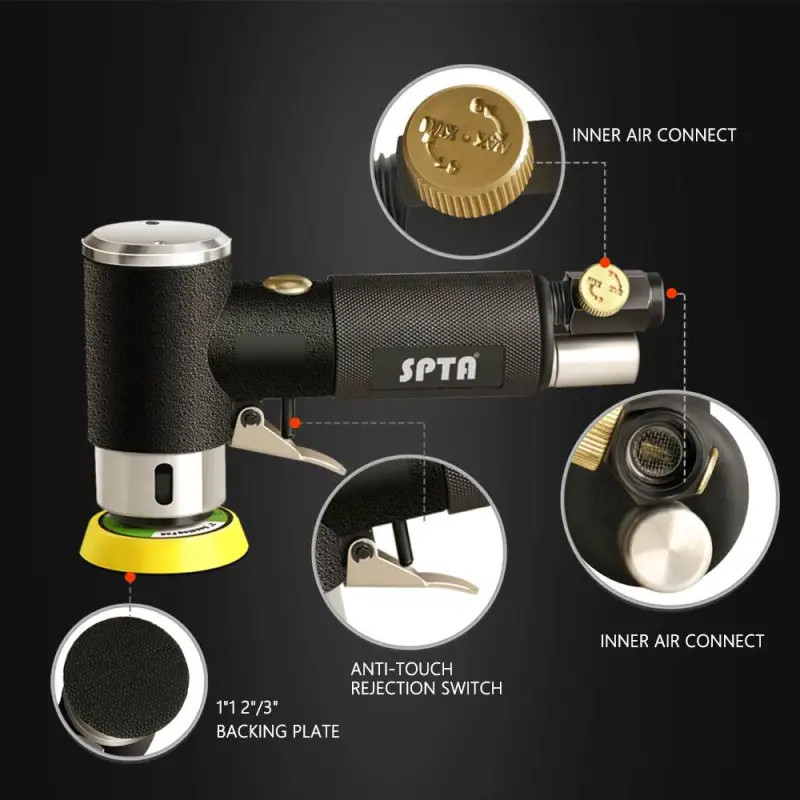 SPTA Air Sander 1/2/3 inch Random Orbital Polisher Pneumatic Grinding Machine gallery