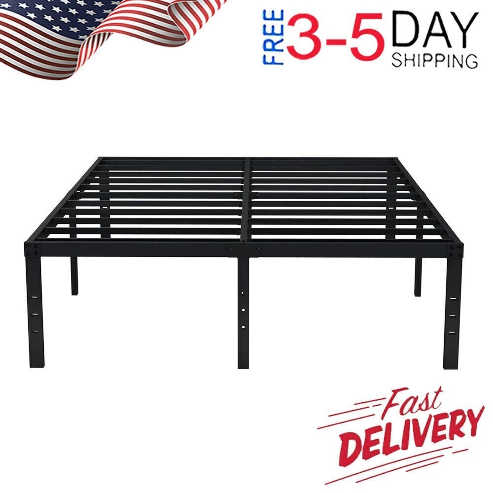 18 In Queen Bed Frames No Box Spring Needed Large Storage Space Squeak Resistant gallery
