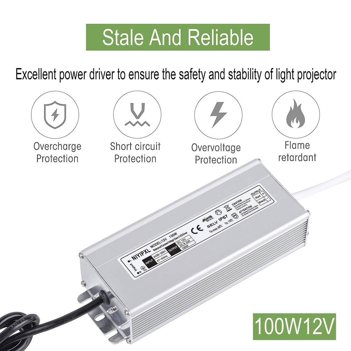 LED Driver 100 Watts Waterproof IP67 Power Supply Transformer Adapter 85V-265V A gallery