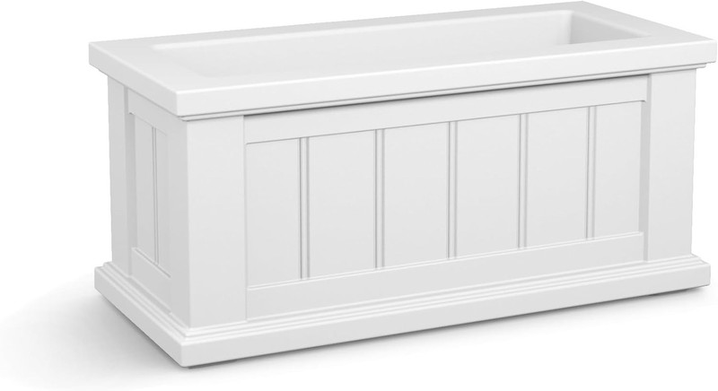 Cape Cod 24" White Rectangle Planter with Water Reservoir - Durable Polyethylene gallery