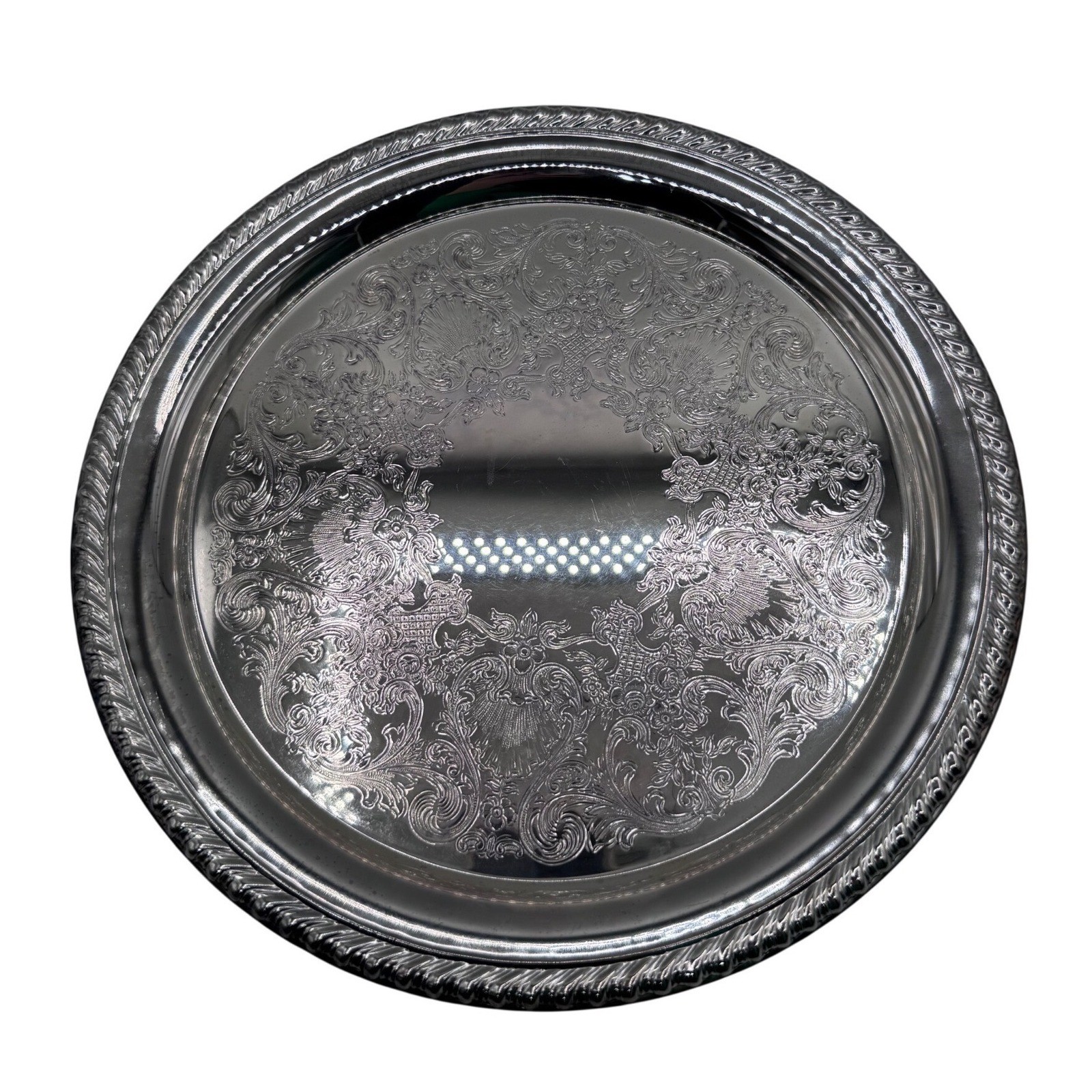International Silver Co Ornate Silverplate Serving Tray Oval 11 Inch Vintage gallery