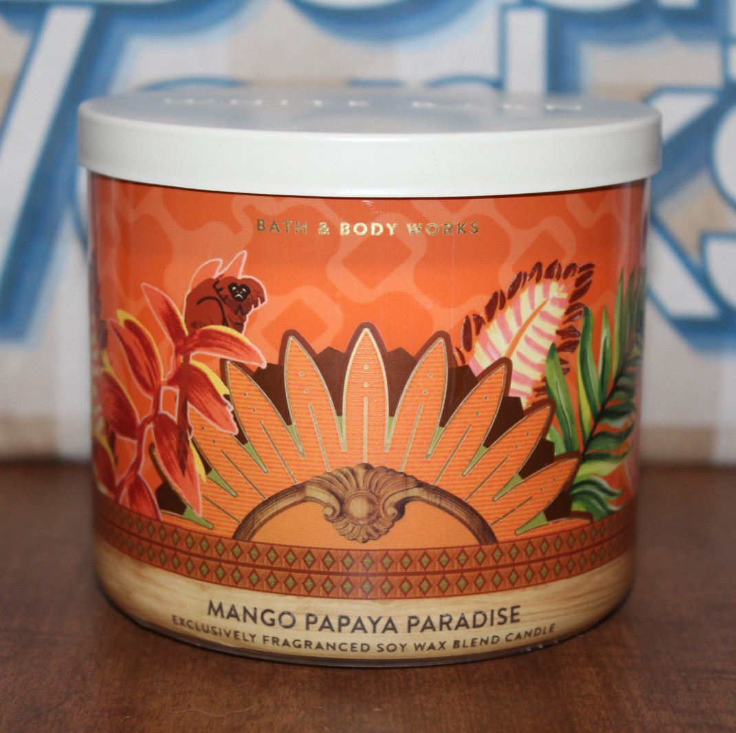 Bath & Body Works MANGO PAPAYA PARADISE 3-WICK CANDLE NEW 14.5 oz gallery