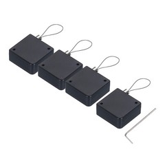 4Set Retractable Cable Lock with Double-Sided Adhesive 600g Black