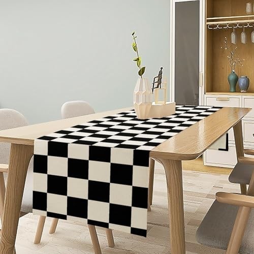 Black White Plaid Table Runner Racing Car 13in(33cm) x 60in(152cm) Plaid-88 gallery
