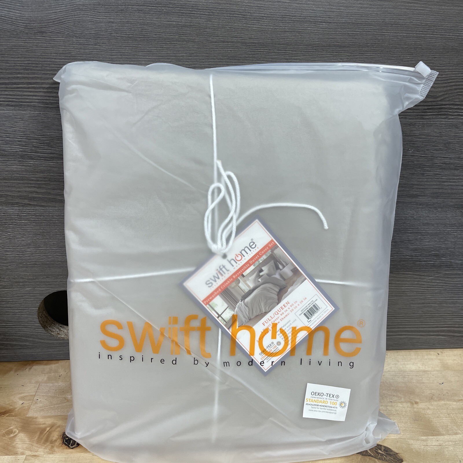 Swift Home Full/Queen Prewashed Crinkle Reversible Duvet Cover 3pc Set Khaki gallery