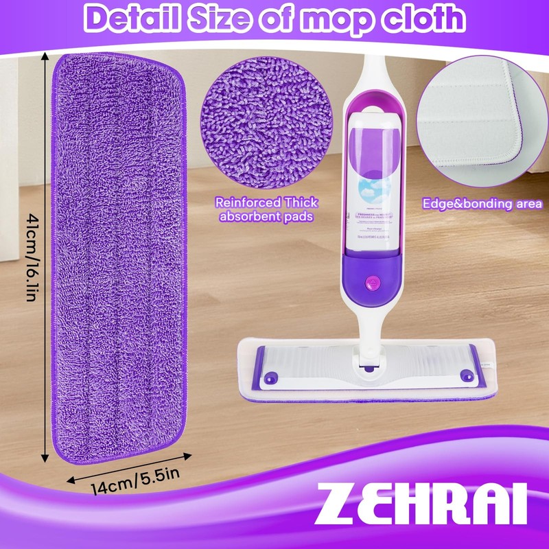 6 Pack Reusable Microfiber Mop Pads for Swiffer PowerMop, 13-16 Inch Spray Mo... gallery