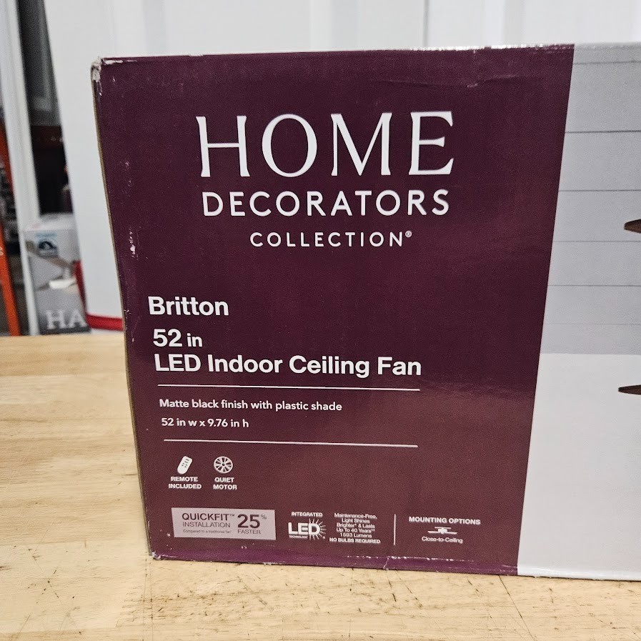 Home Decorators Britton 52 in. LED Indoor Matte Black Ceiling Fan gallery
