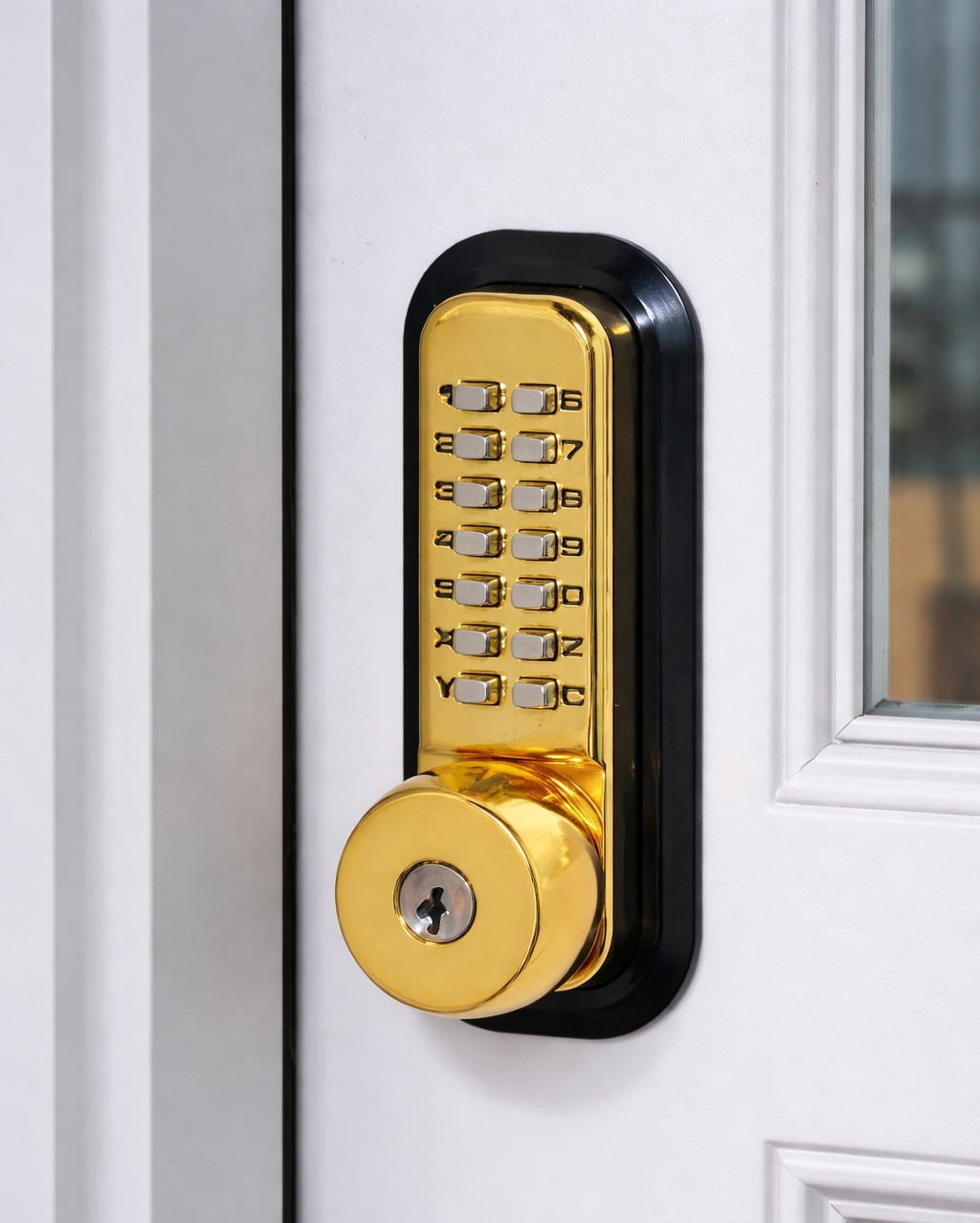 All Weather Mechanical Keyless Deadbolt Door Lock - Bright Brass gallery