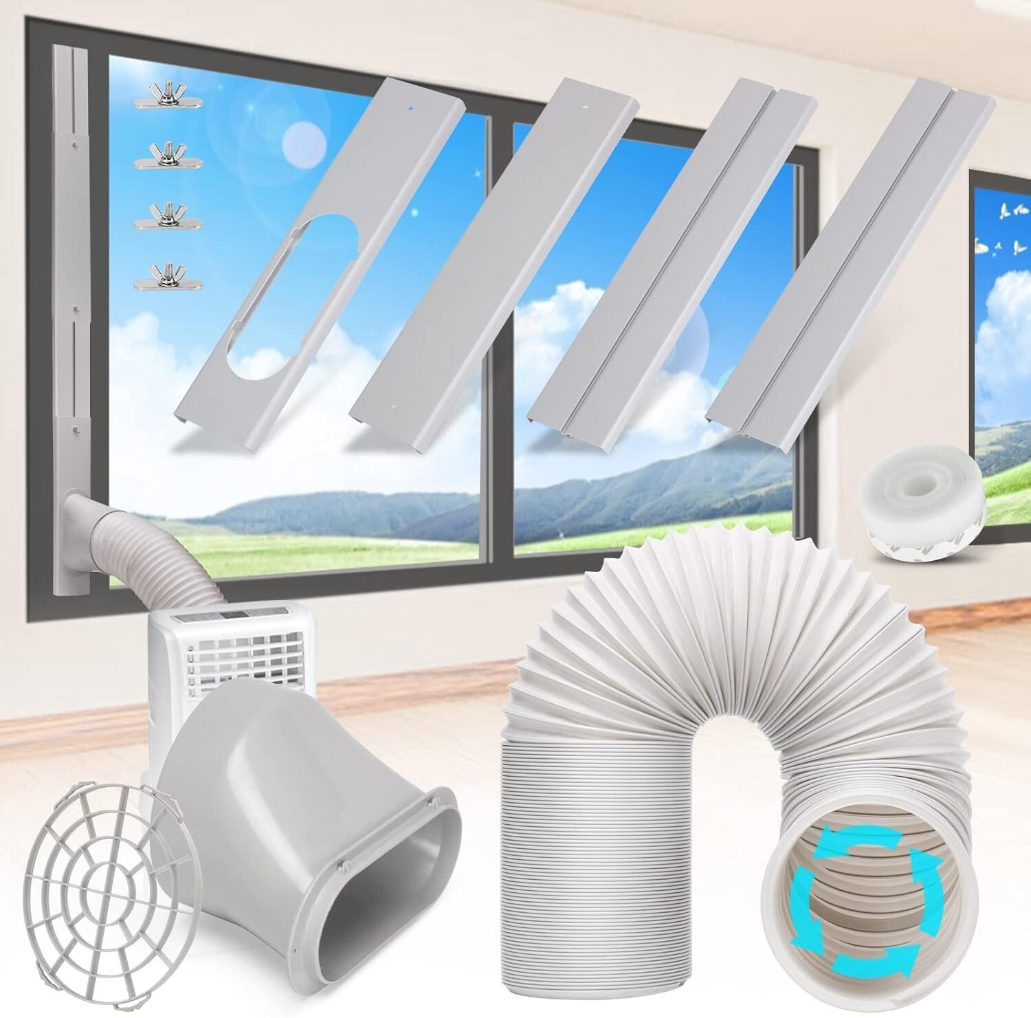 Portable Air Conditioner Window Vent Kit with 5.9” Exhaust Hose Adjustable Porta gallery